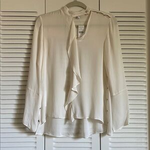 Derek Lam 10 Crosby - Barneys New York - Cream Blouse with Silver Button Detail